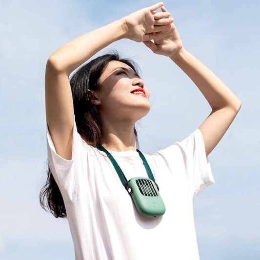 Portable Mini Neck Fan – 5V USB Rechargeable Silent Air Cooling Fan for Summer Use