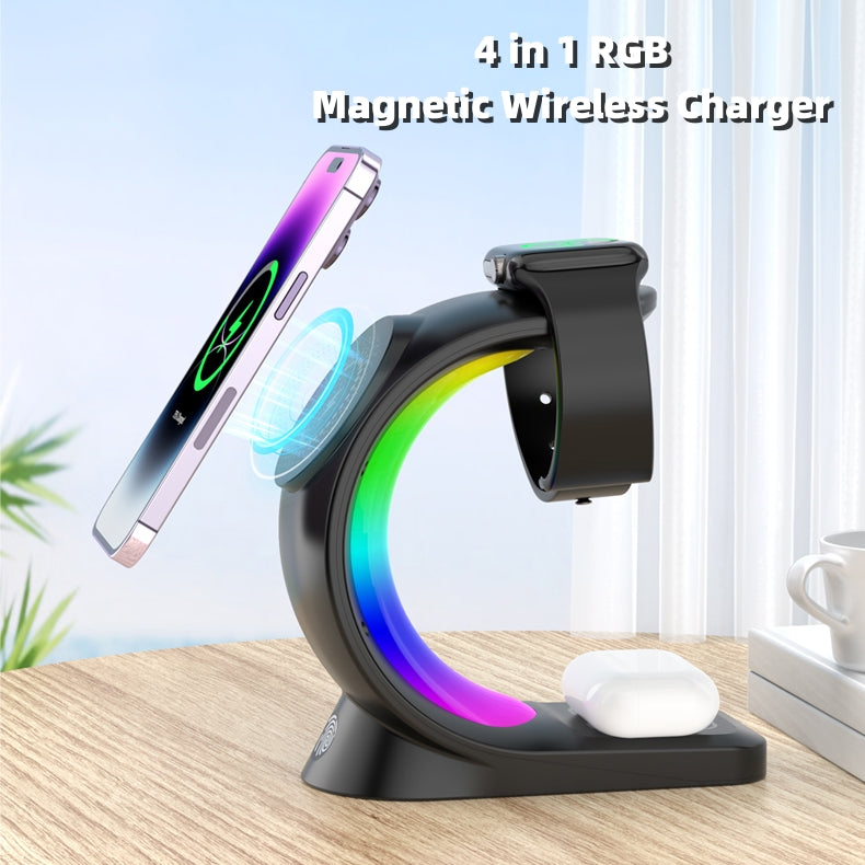 Fast Charging Station with Ambient Light for iPhone, AirPods Pro & Apple Watch