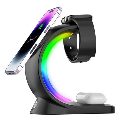 Fast Charging Station with Ambient Light for iPhone, AirPods Pro & Apple Watch