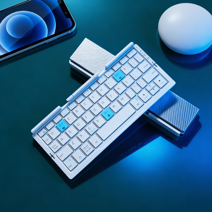 Foldable Bluetooth Keyboard with Stand – Rechargeable Wireless Mini Keyboard for Phone, Tablet & Multi-Device Use