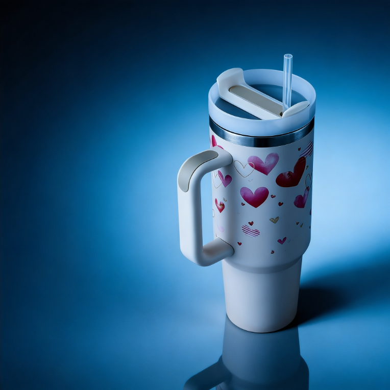 40oz Insulated Tumbler with Handle & Straw – Spill-Proof Travel Mug